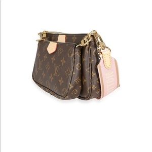 Louis Vuitton Multi Pochette Accessoires Monogram Canvas (pink strap)